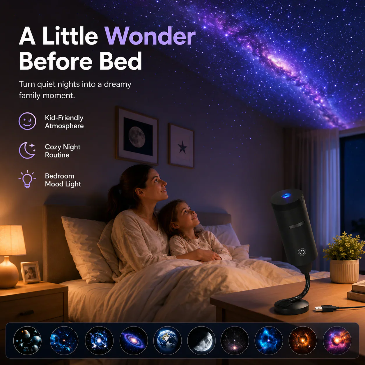 Plug-&-Play HD Star Projector - 11 Galaxy,Butterfly & Ocean Scenes