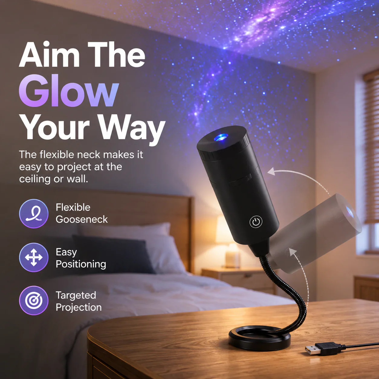 Plug-&-Play HD Star Projector - 11 Galaxy,Butterfly & Ocean Scenes